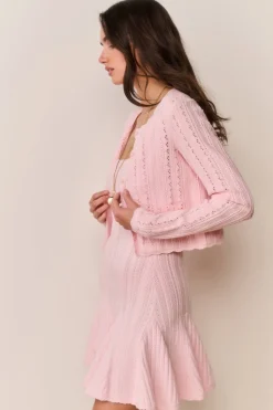 Peridot Stretch Pointelle Cardigan
