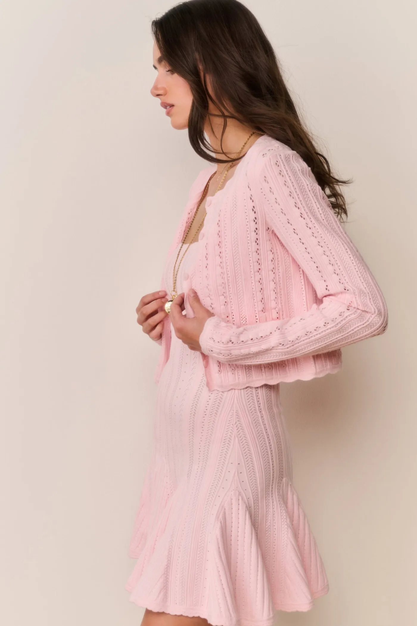 Peridot Stretch Pointelle Cardigan