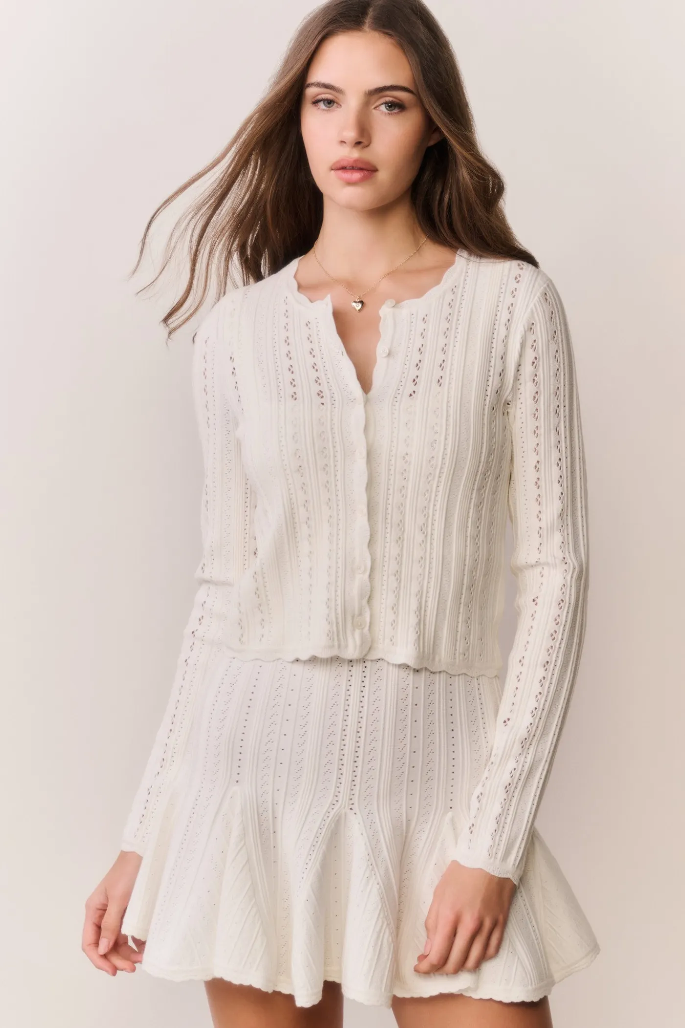 Peridot Stretch Pointelle Cardigan