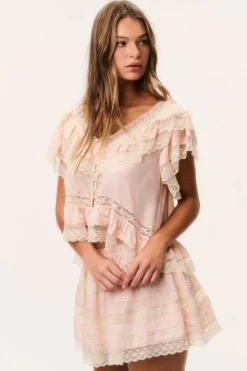 Persine Silk Ruffle Top