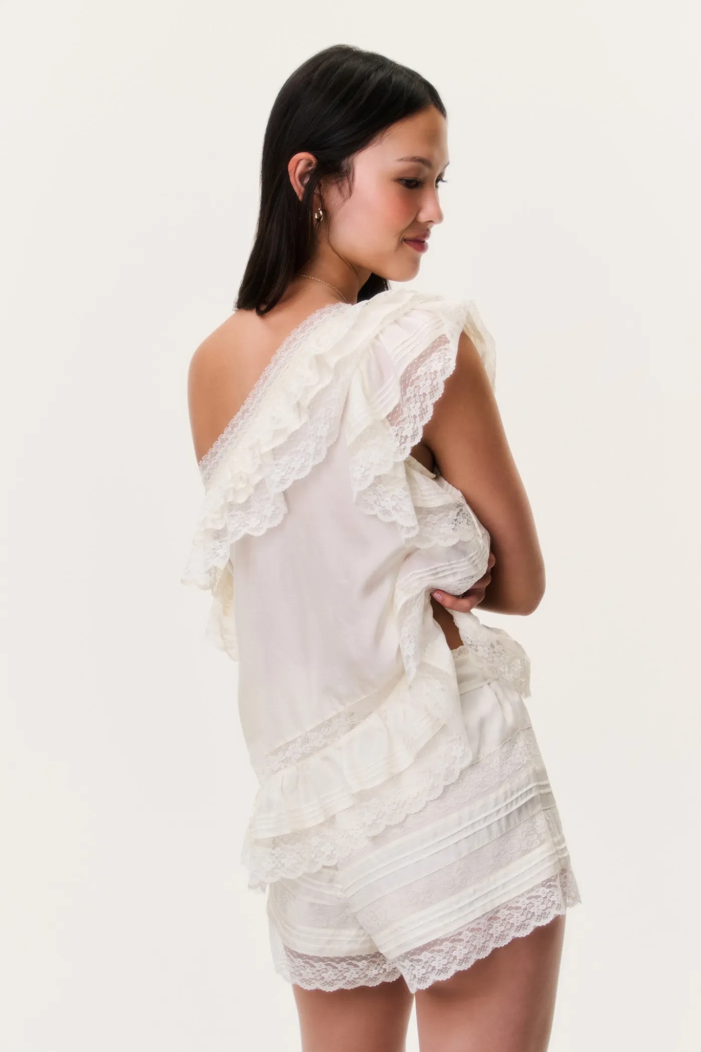 Persine Silk Ruffle Top