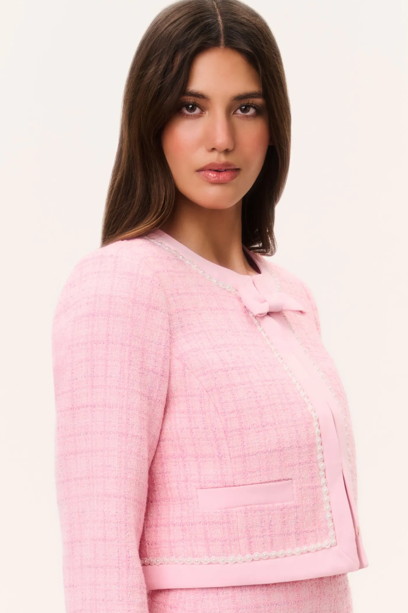 Ralphette Pearl-Embellished Tweed Jacket