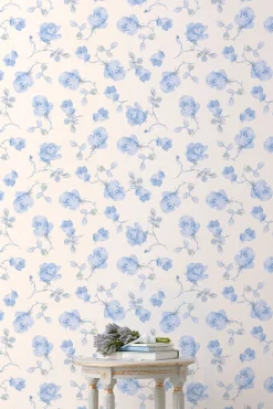 Ribbon Rosa French Blue Standard Wallpaper
