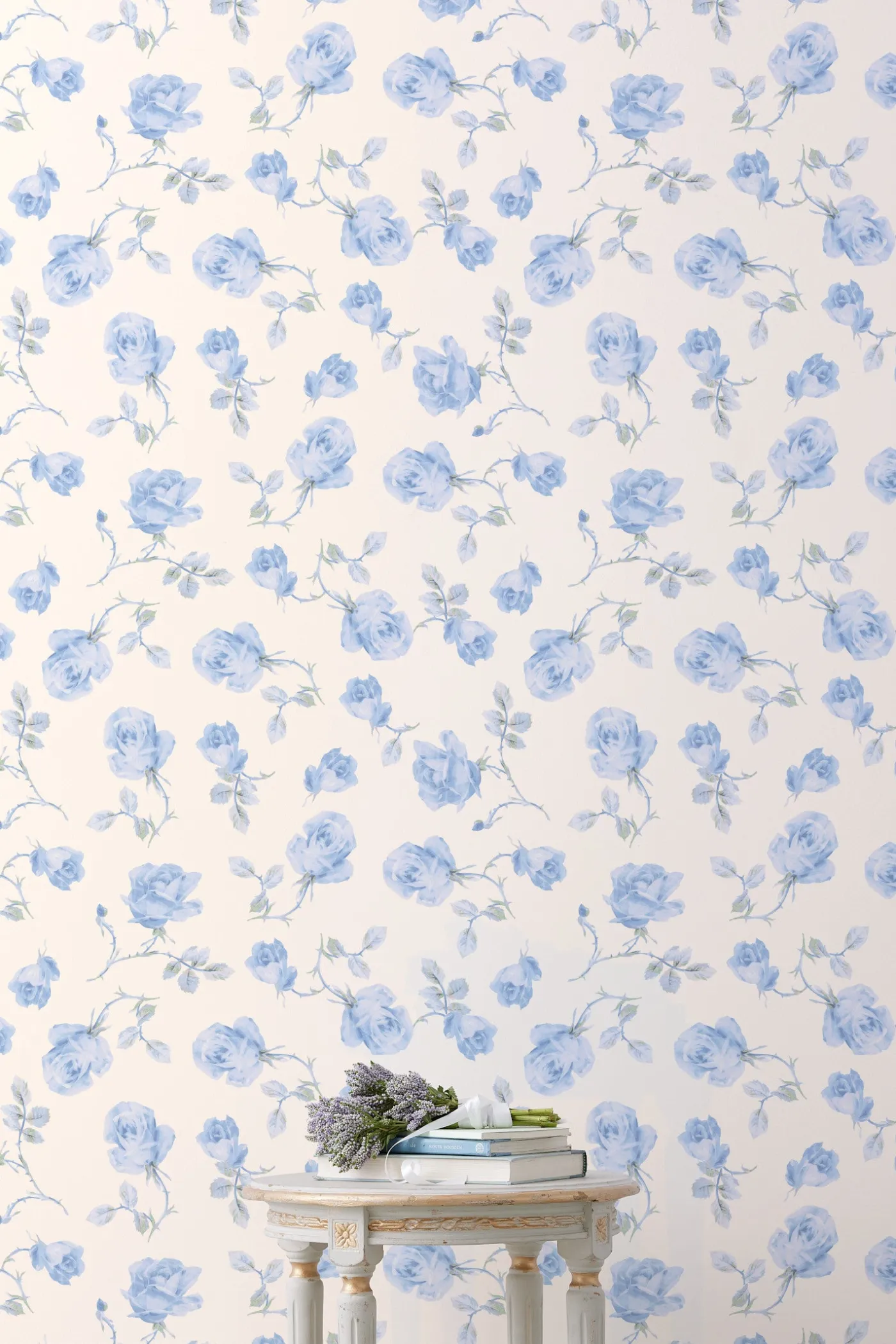 Ribbon Rosa French Blue Standard Wallpaper