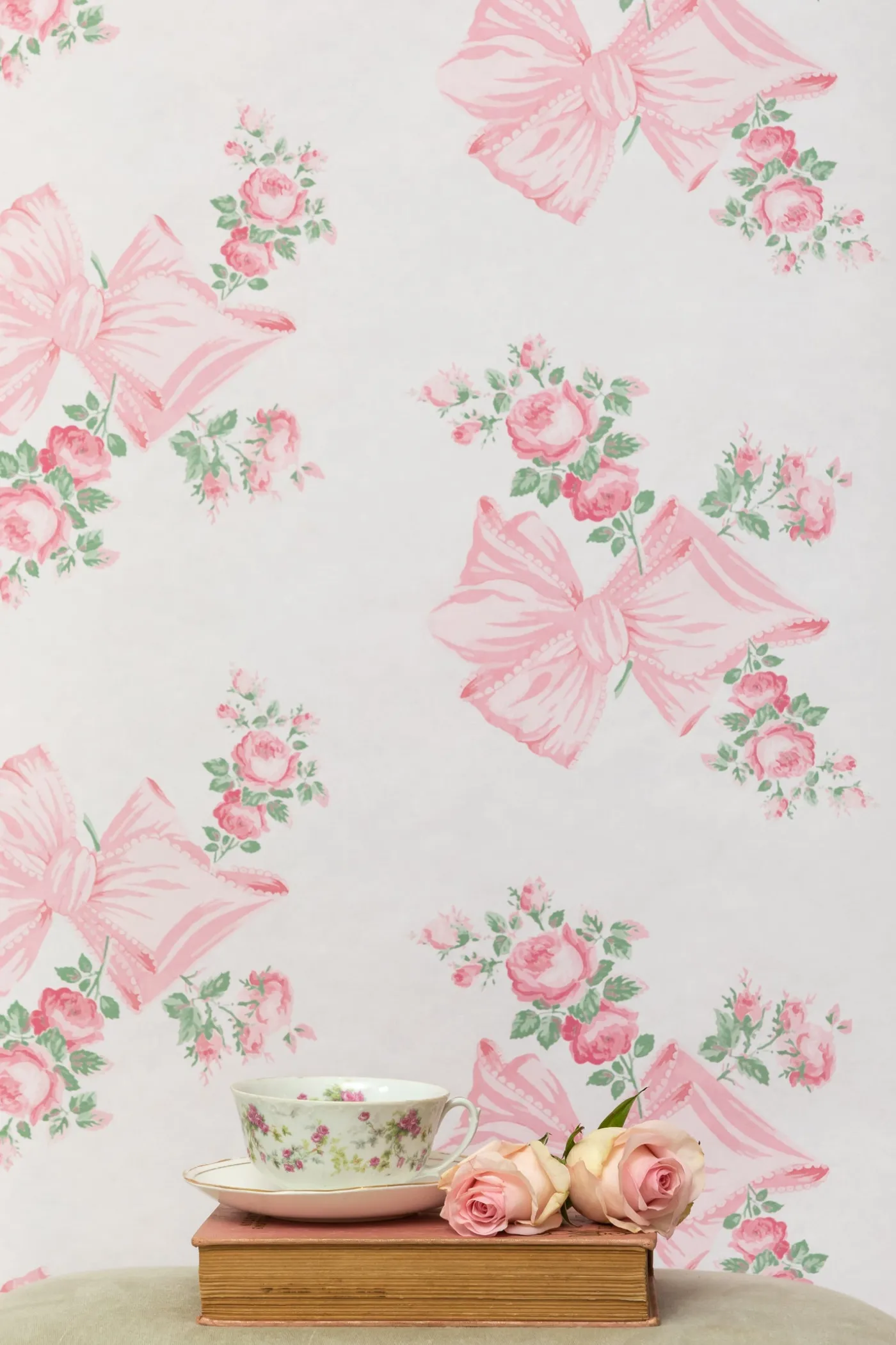 Rosa Beaux Pink Mint Standard Wallpaper