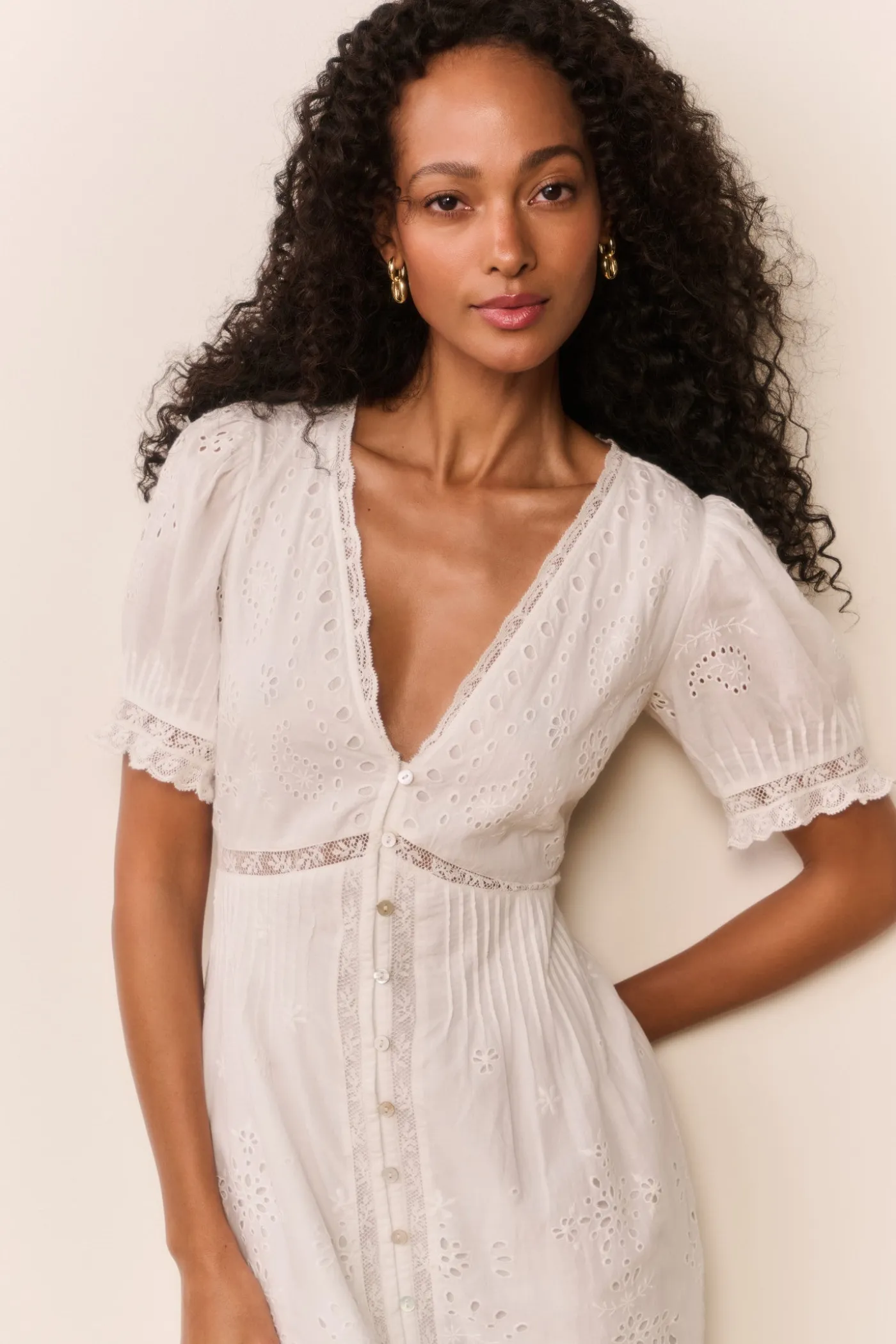 Tarragon Cotton Bandana Eyelet Midi Dress