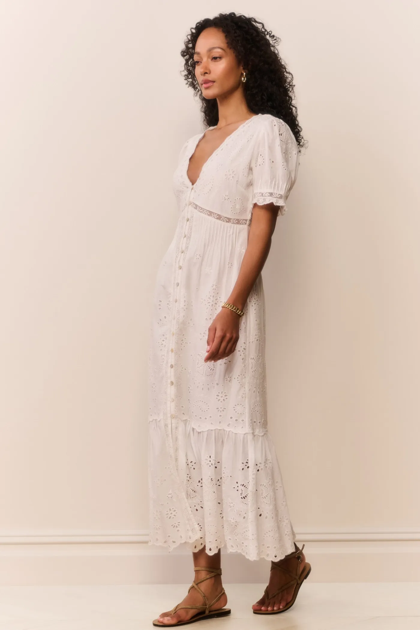 Tarragon Cotton Bandana Eyelet Midi Dress
