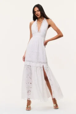 Trix Eyelet Halter Maxi Dress