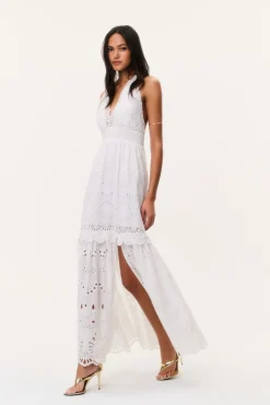 Trix Eyelet Halter Maxi Dress