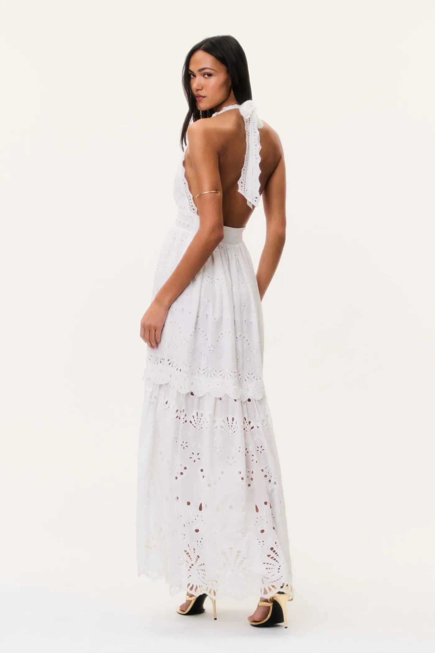 Trix Eyelet Halter Maxi Dress