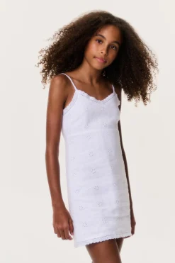 Tween Eyelet Linen Virelai Dress