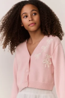 Tween Jayne Bow Embroidered Cardigan