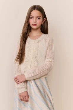 Tween Kena Alpaca-Wool Pointelle Cardigan