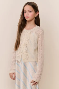 Tween Kena Alpaca-Wool Pointelle Cardigan
