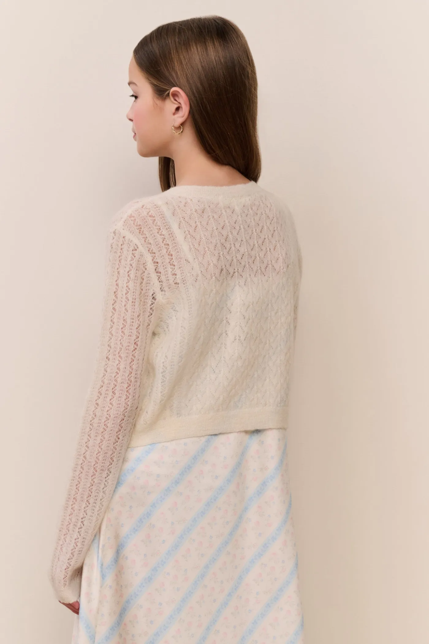 Tween Kena Alpaca-Wool Pointelle Cardigan