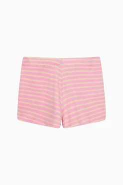 Veluna Terry Stripe Mini Shorts