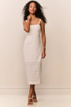 Verna Lace Stripe Midi Dress