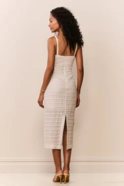 Verna Lace Stripe Midi Dress