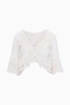 Vessia Sheer Embroidered Mesh Top