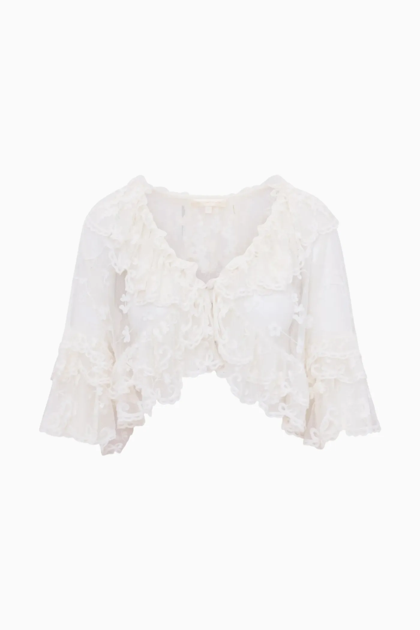 Vessia Sheer Embroidered Mesh Top