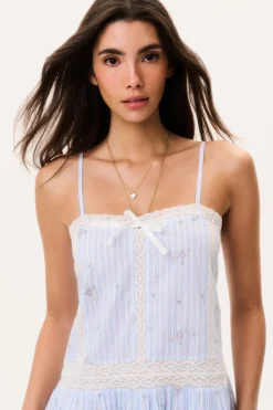 Vionett Cotton Floral Stripe Mini Dress