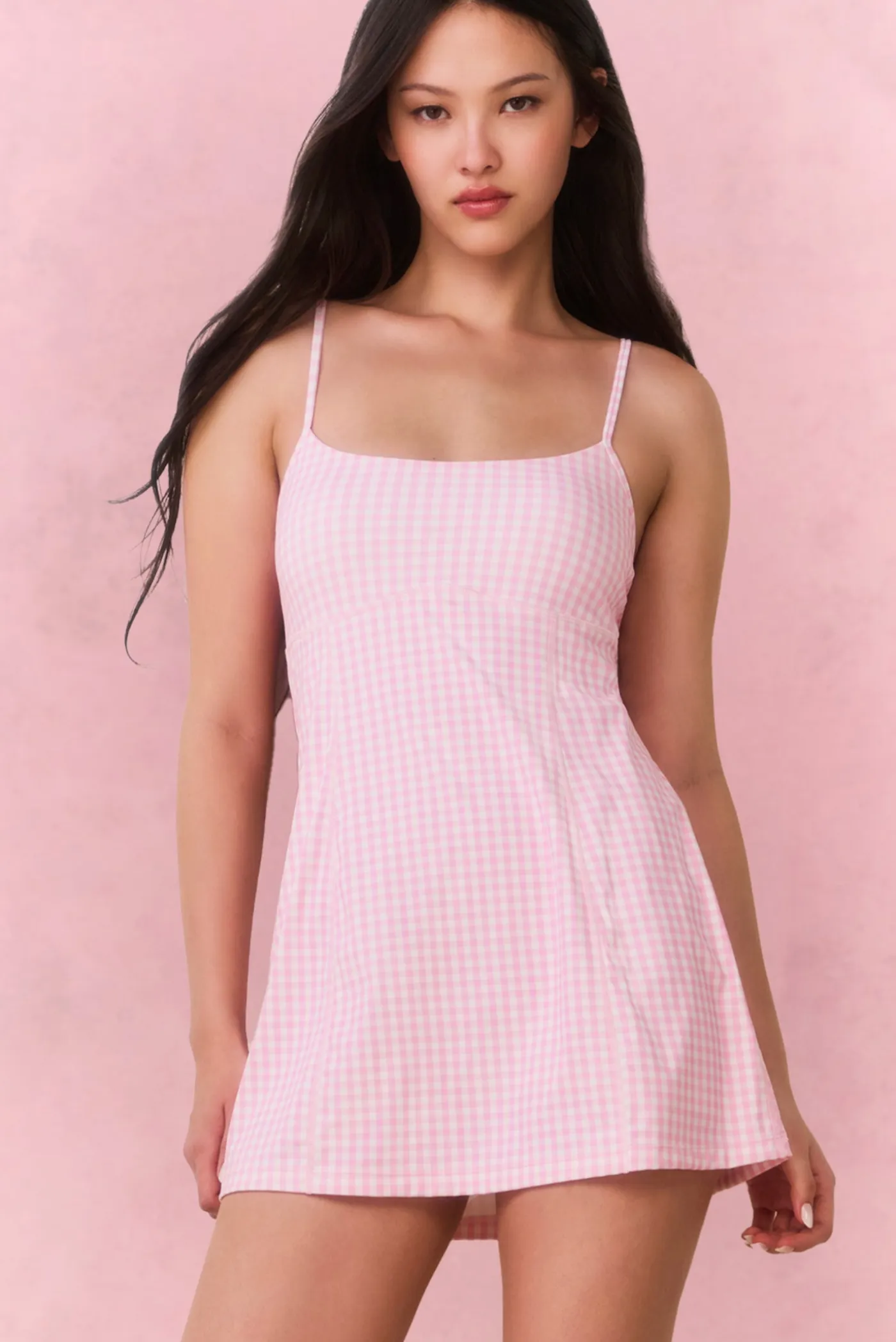Vivianna Gingham Print Active Dress