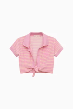 Waverlynn Cropped Terry Stripe Polo