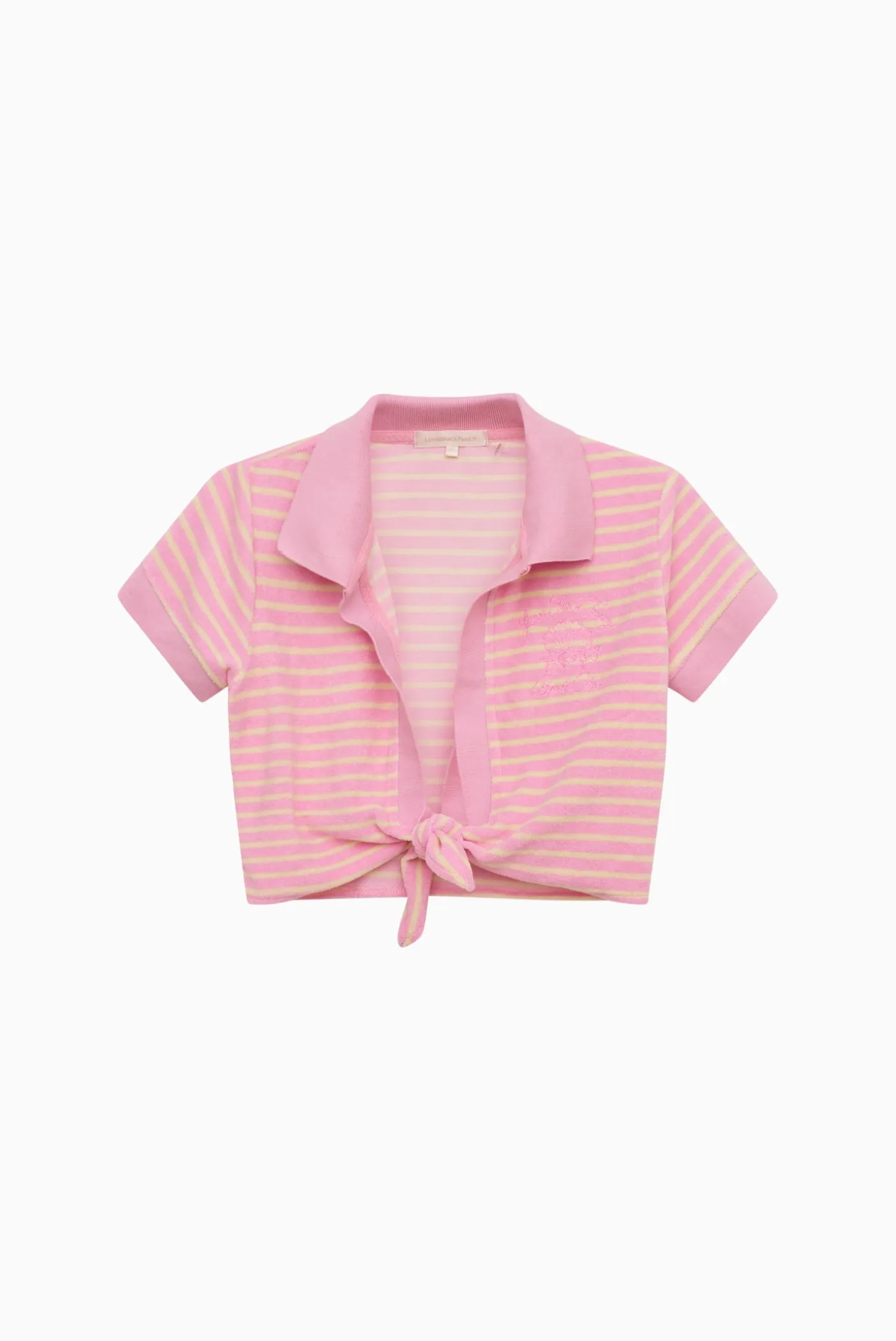 Waverlynn Cropped Terry Stripe Polo