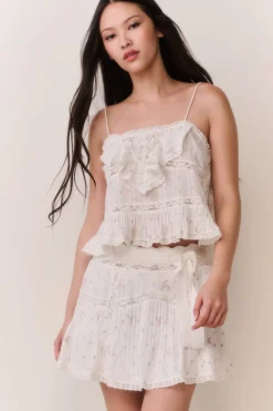 Willia Floral Embroidered Cotton Mini Skirt