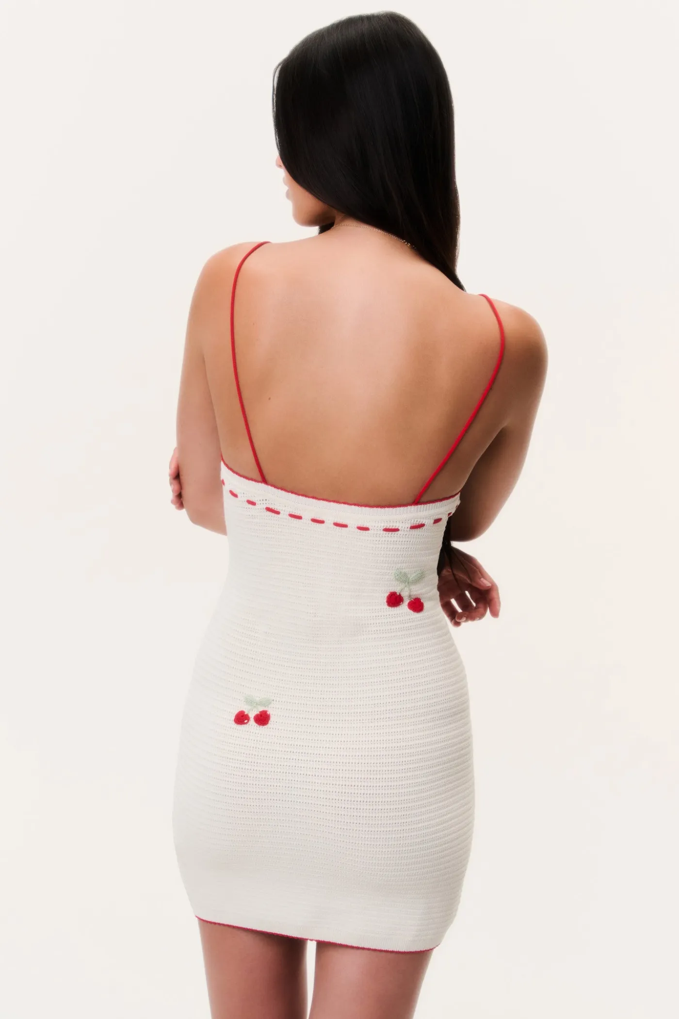 Yelena Cherry Crochet Mini Dress