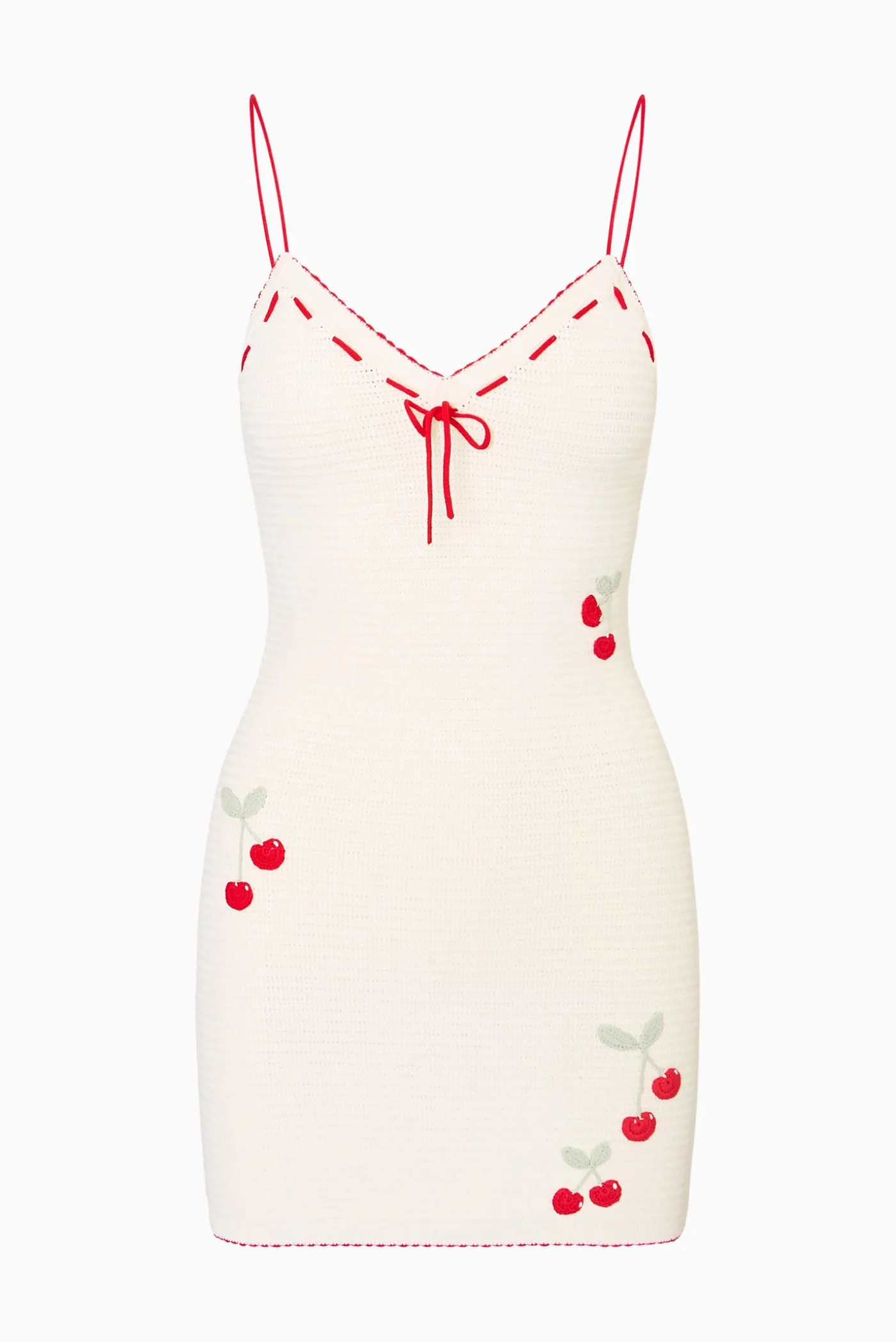 Yelena Cherry Crochet Mini Dress