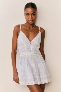 Zirelle Floral Cotton Lace-Trimmed Mini Dress