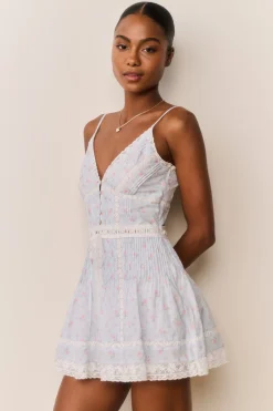 Zirelle Floral Cotton Lace-Trimmed Mini Dress