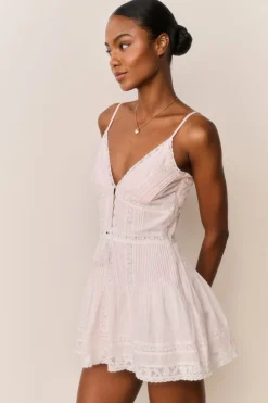 Zirelle Pink Cotton Lace-Trimmed Mini Dress