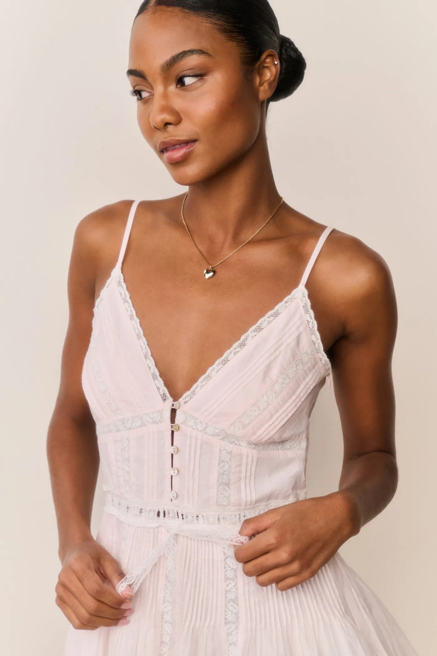 Zirelle Pink Cotton Lace-Trimmed Mini Dress