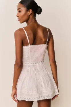 Zirelle Pink Cotton Lace-Trimmed Mini Dress